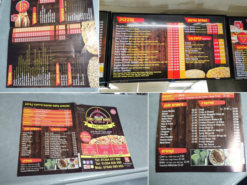 SIRAJ CURRY HOUSE Menu