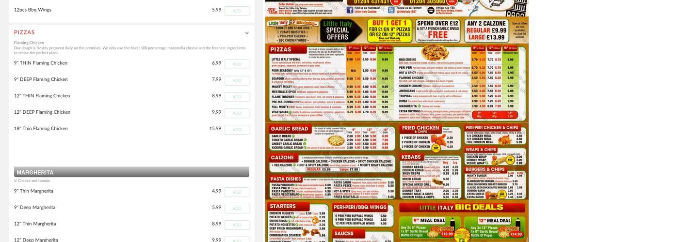 Little Italy - The Original Menu