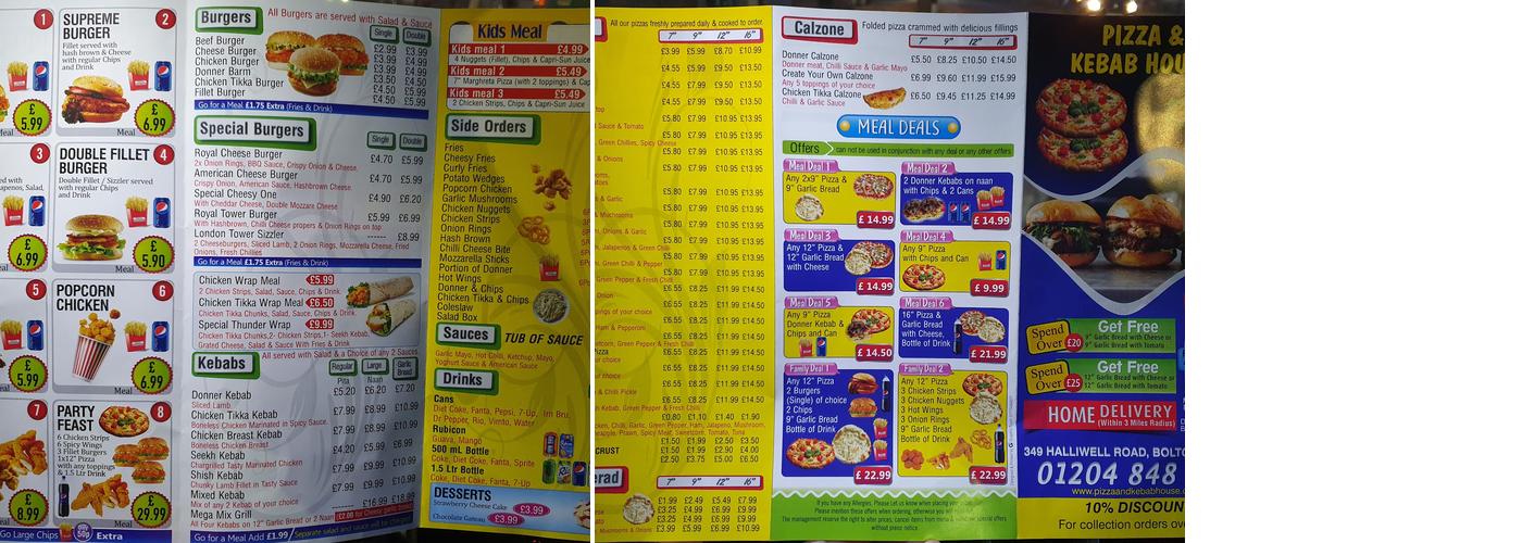 Pizza & Kebab House Menu