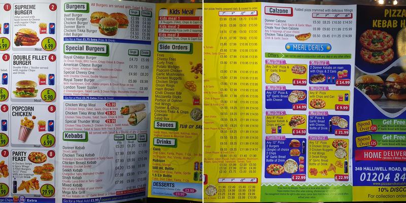 Pizza & Kebab House Menu