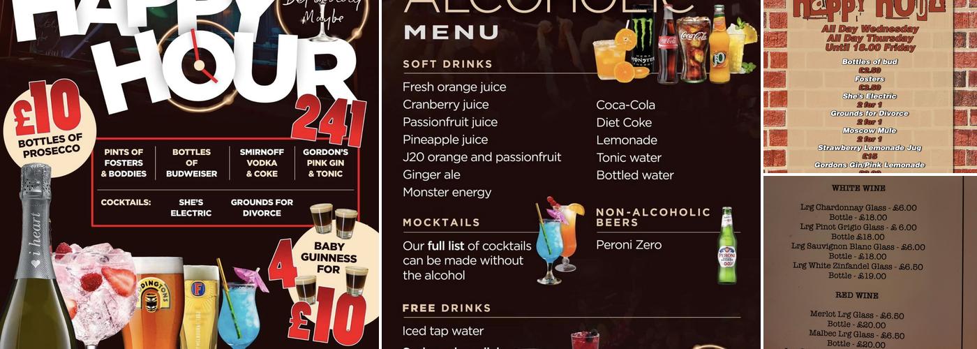 The Definitely Maybe Bar Menu