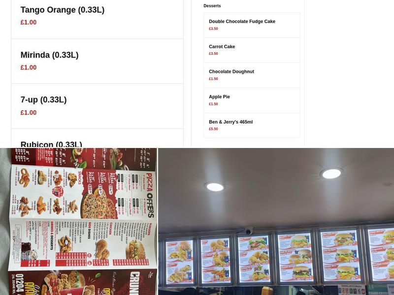 Crunchyz Chicken and Pizza Menu