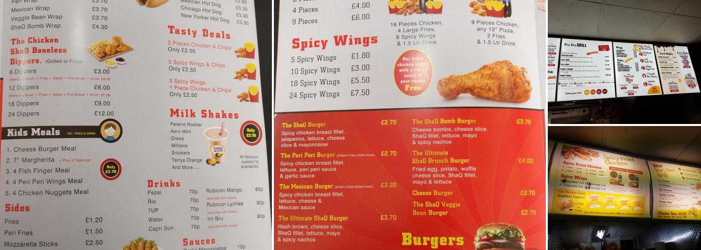 The Chicken ShaQ Menu