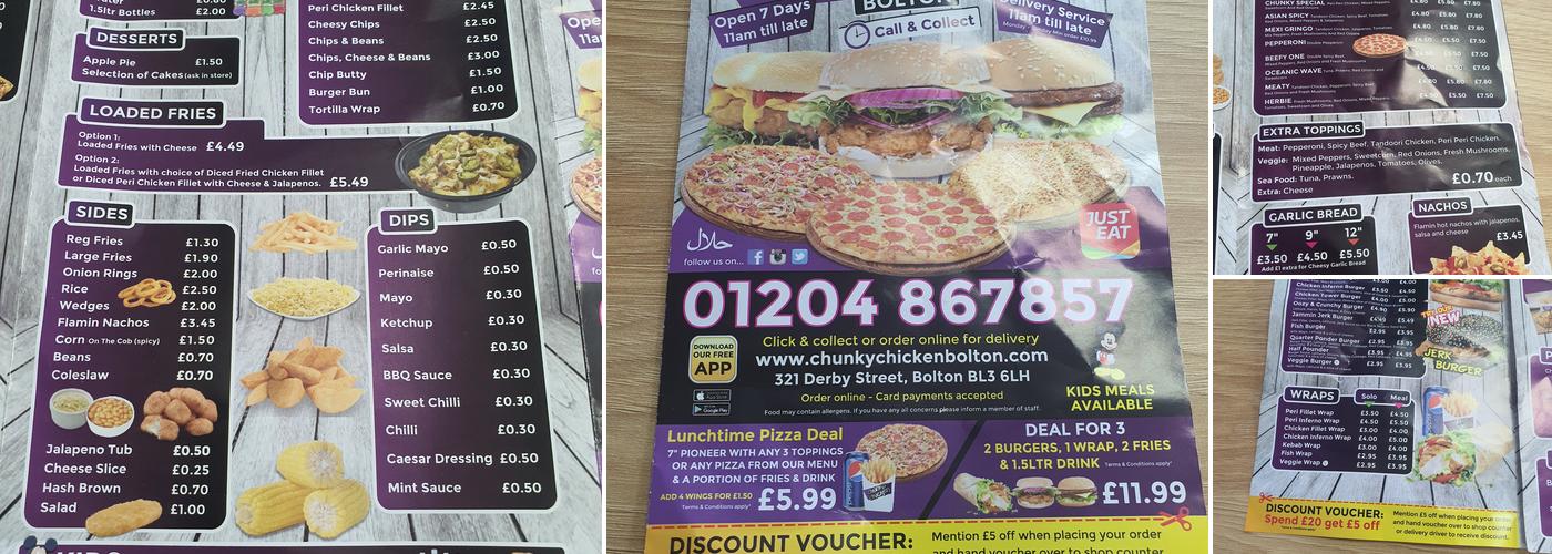 Chunky Chicken Bolton Menu