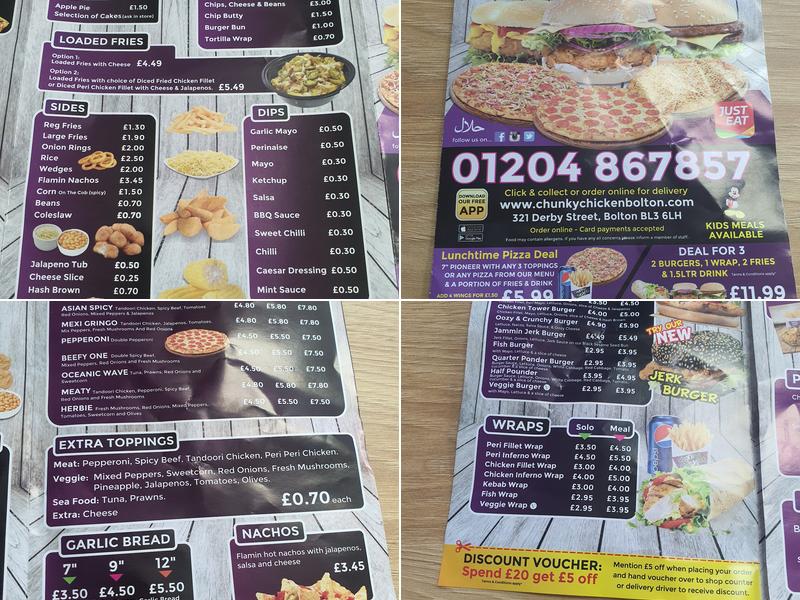 Chunky Chicken Bolton Menu
