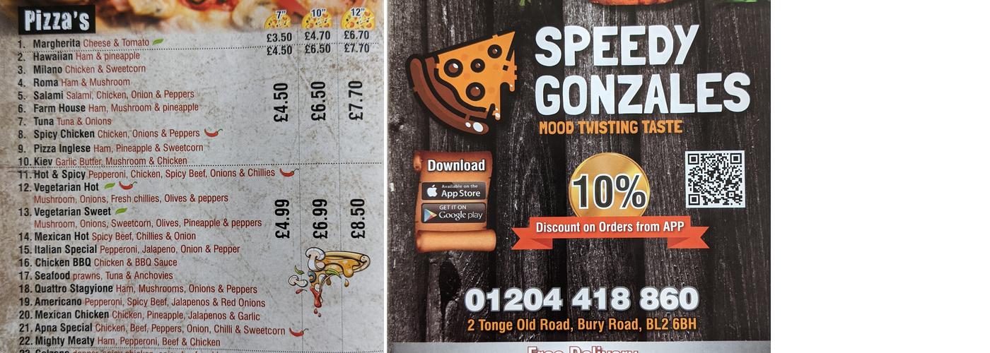 Speedy Gonzales Menu