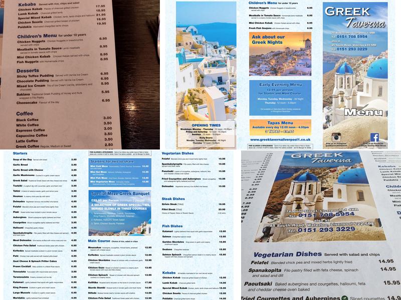 Greek Taverna Bold Street Menu