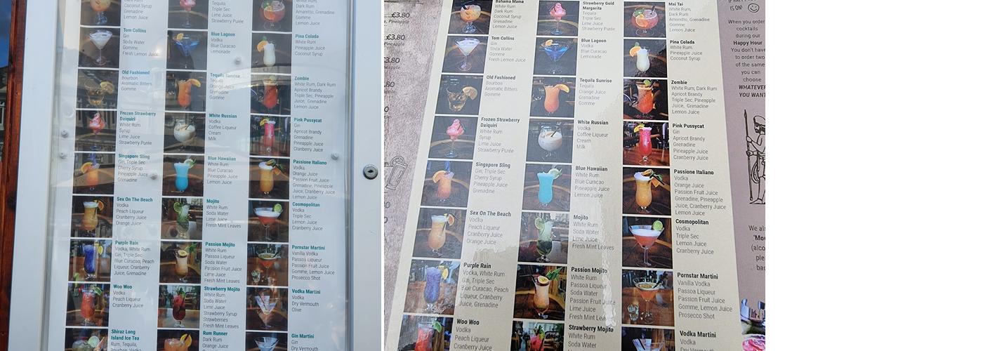 Shiraz Cocktail Bar Menu