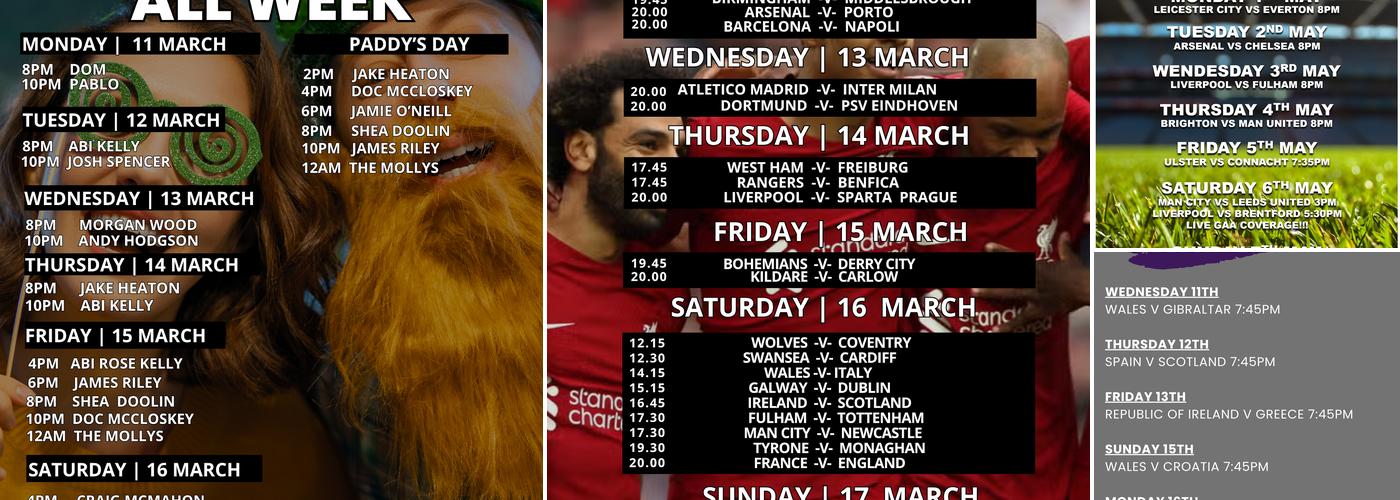 Lanigans Irish Bar Menu