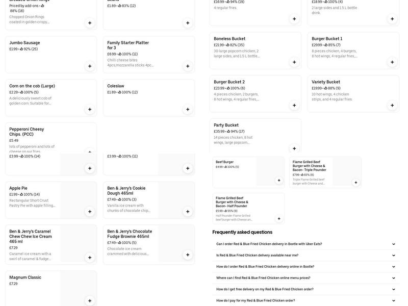 Red & Blue Fried Chicken Menu