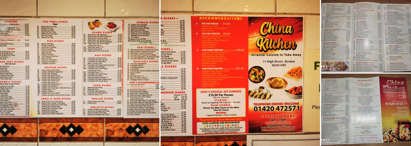 China kitchen Menu