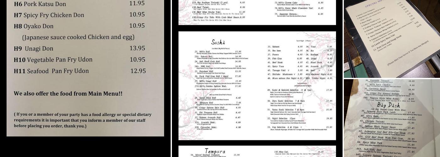 Mi Ya Bournemouth Menu