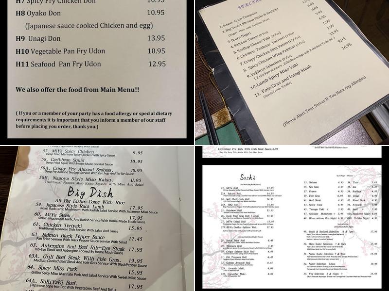 Mi Ya Bournemouth Menu