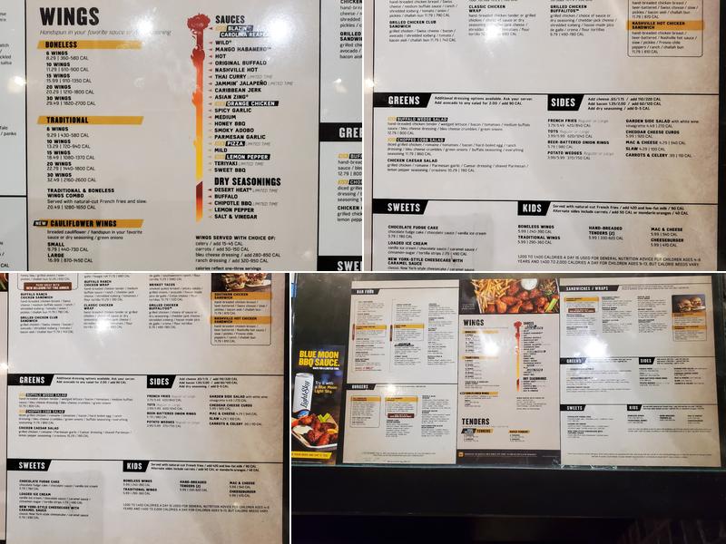 Buffalo Wild Wings Menu