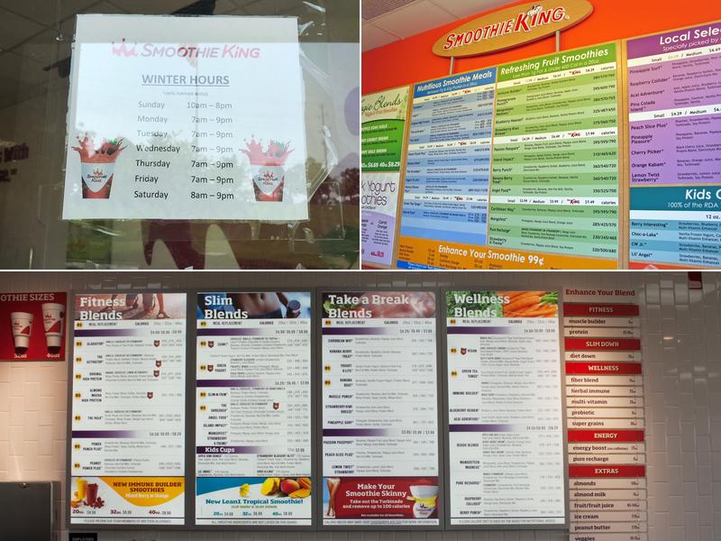 Smoothie King Menu
