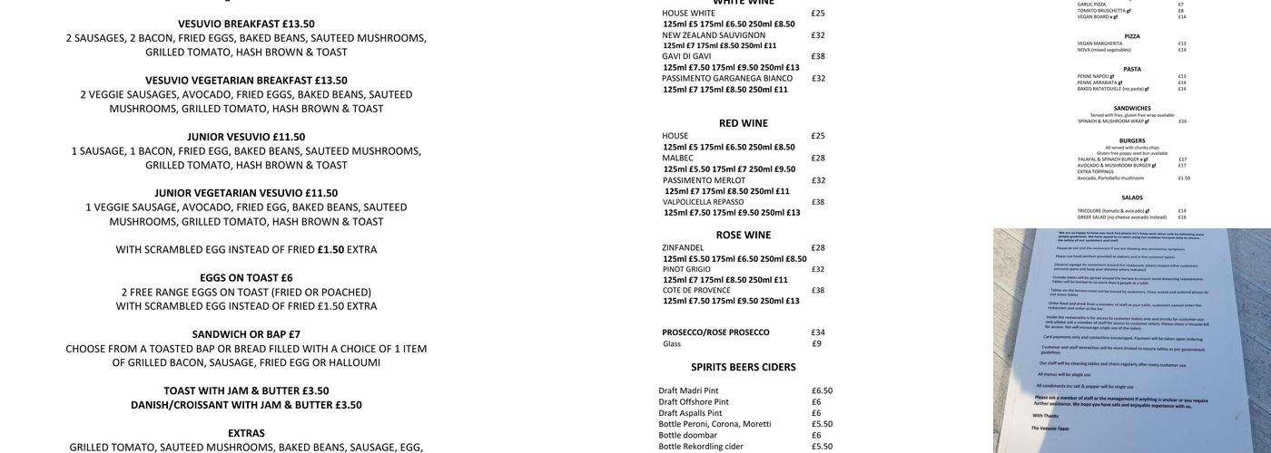 Vesuvio Menu
