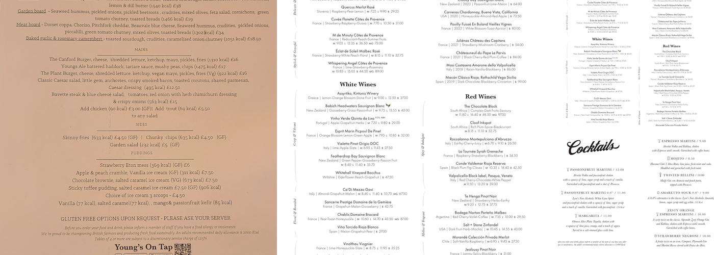 The Canford Menu