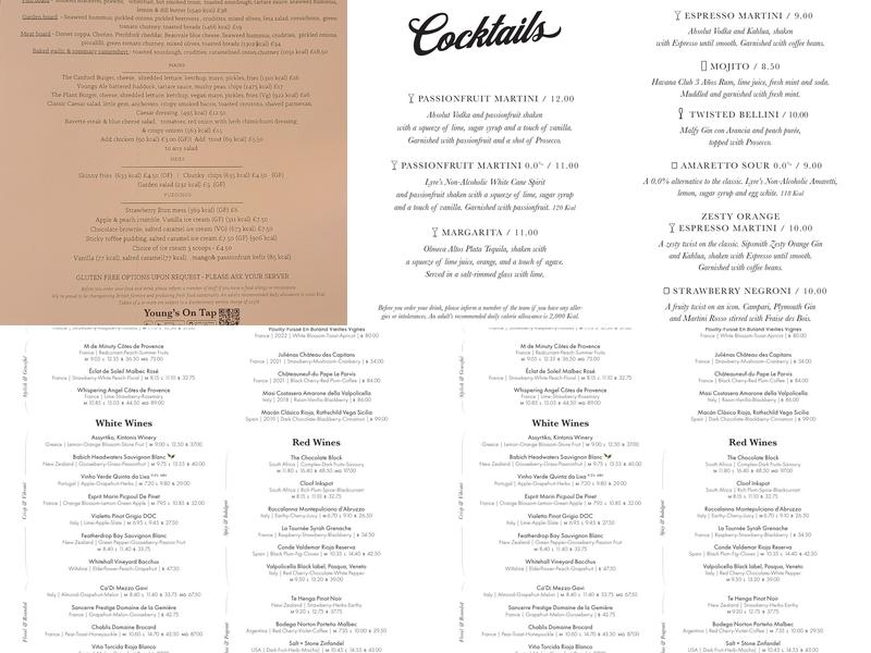 The Canford Menu
