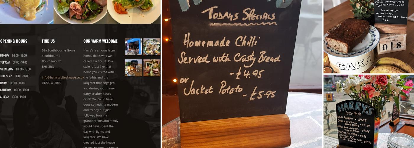 Harry's Coffee House Menu