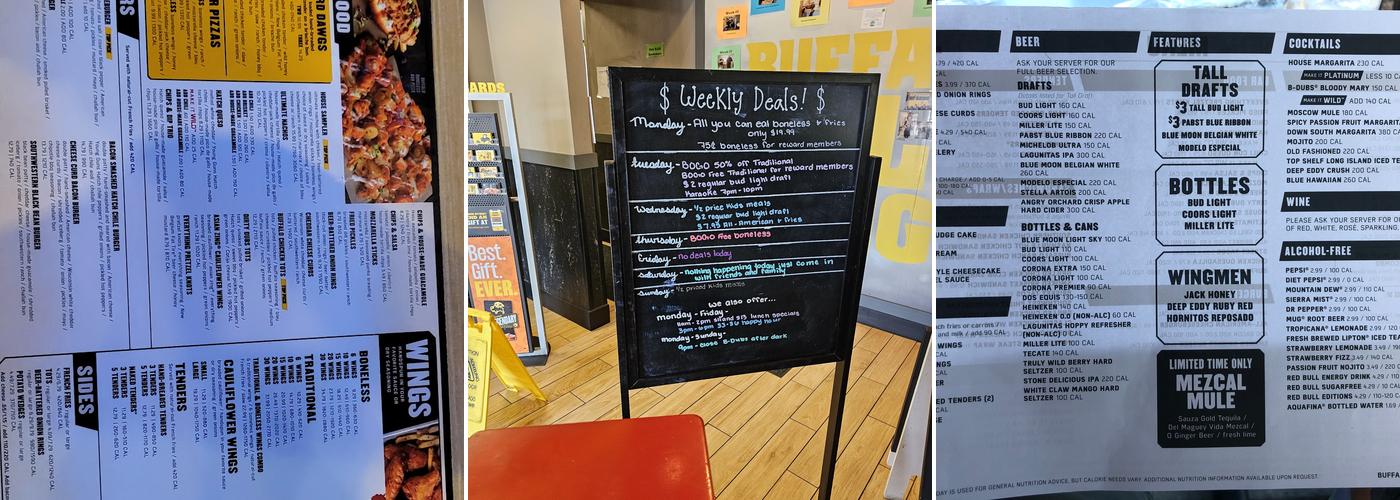 Buffalo Wild Wings Menu