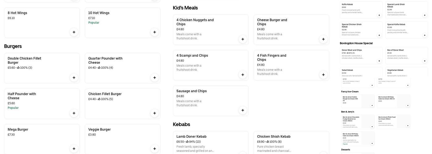Bovingdon Kebabs & Fish Bar Menu