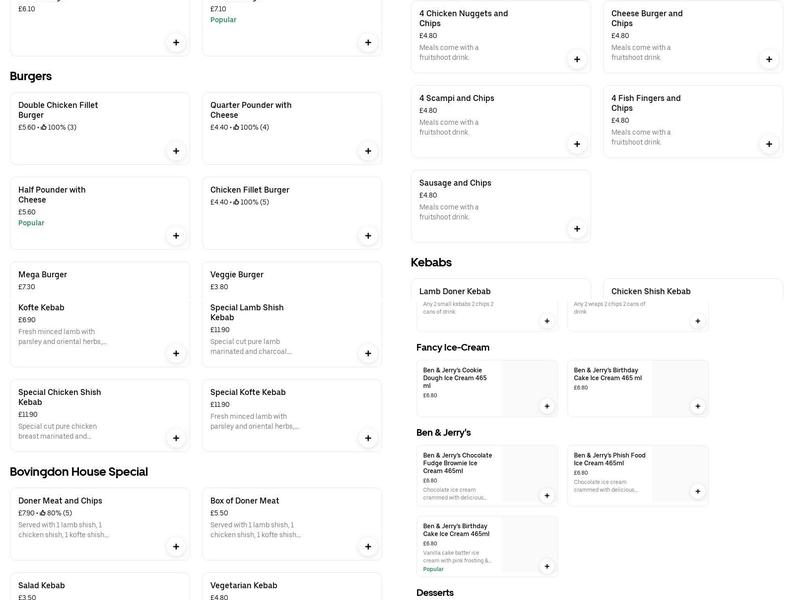 Bovingdon Kebabs & Fish Bar Menu