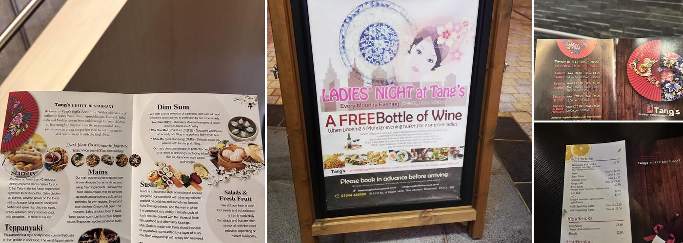 Tang's Buffet Bracknell Menu