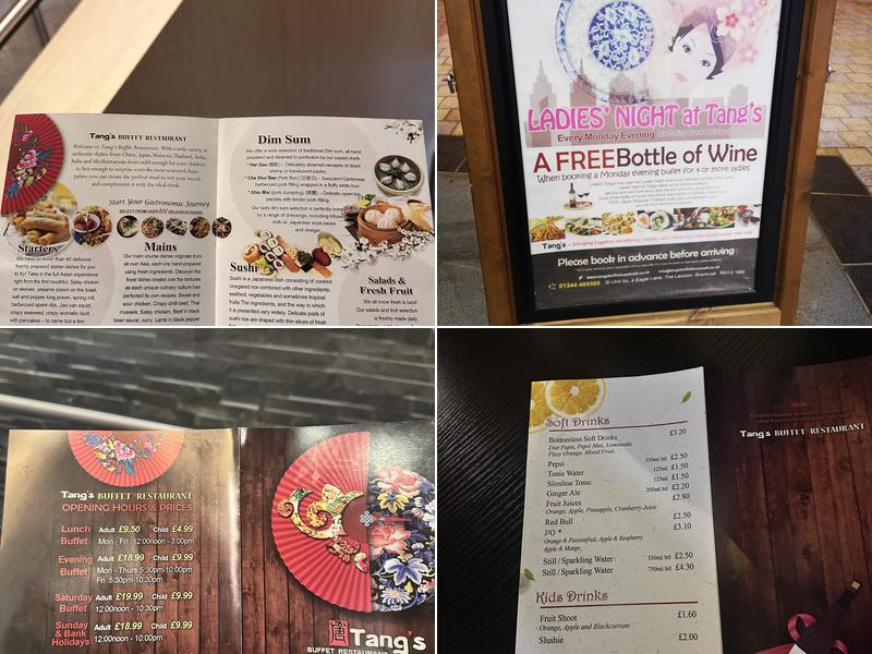 Tang's Buffet Bracknell Menu