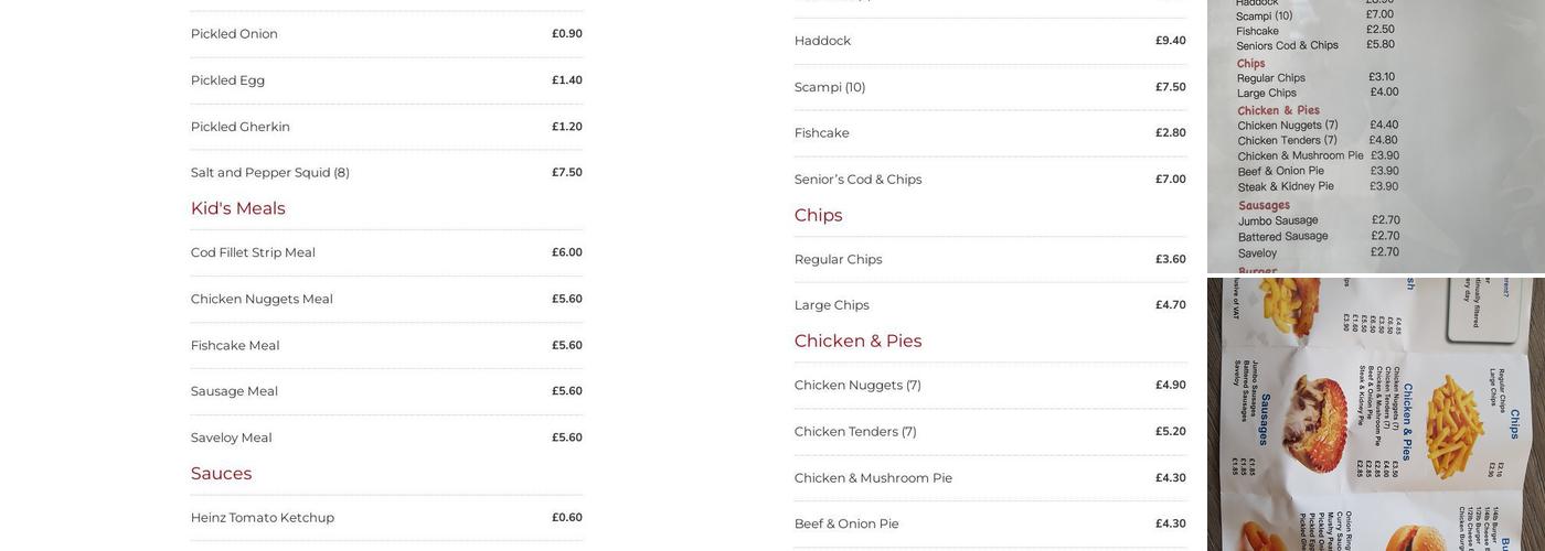 Blue Bay Fish & Chips Menu