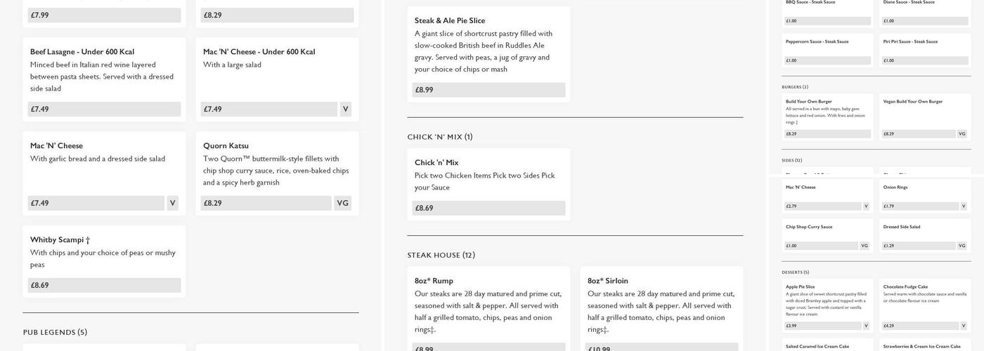 Ancient Foresters Menu
