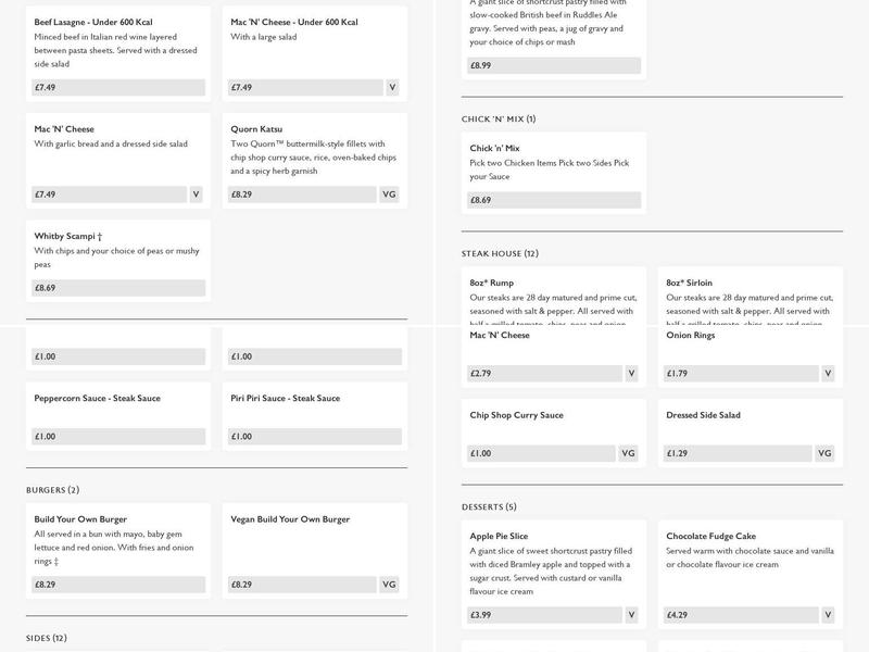 Ancient Foresters Menu