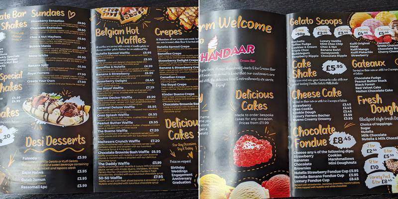 Shandaar Sweets & Ice Cream Bar Menu