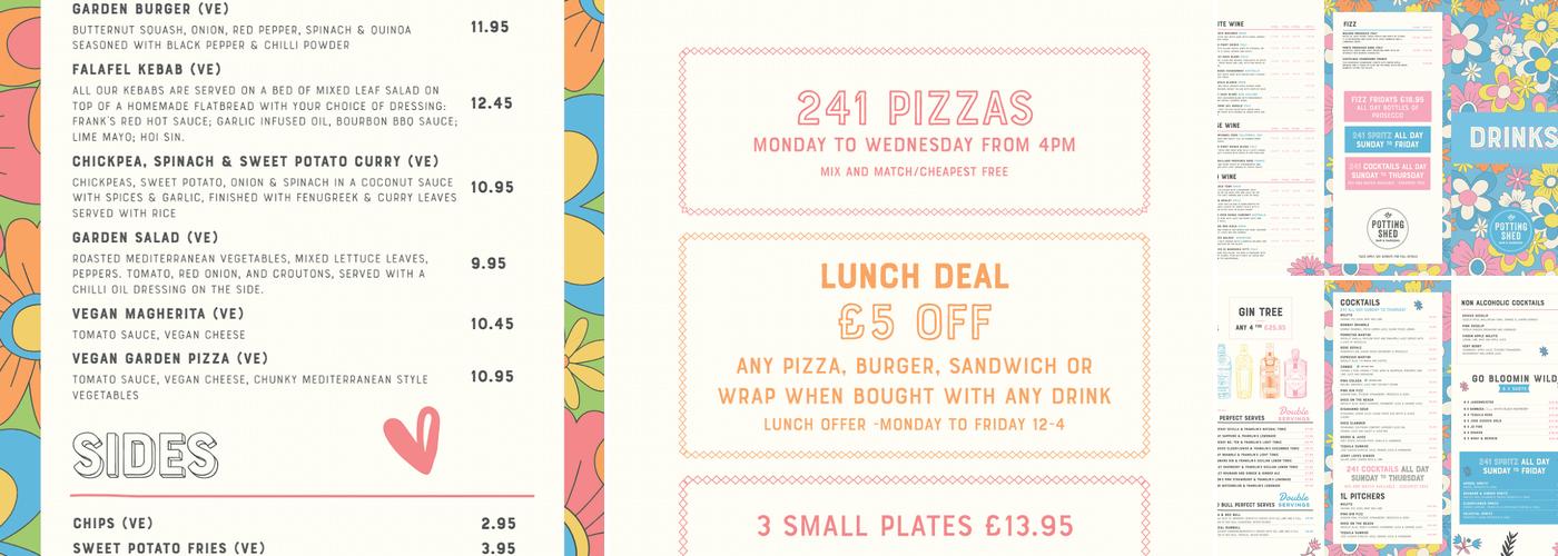 The Potting Shed Guiseley Menu