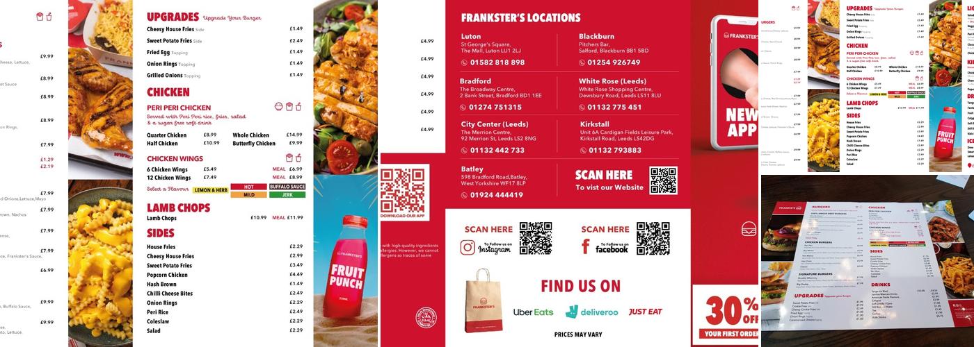 Frankster's Burgers - Bradford Menu