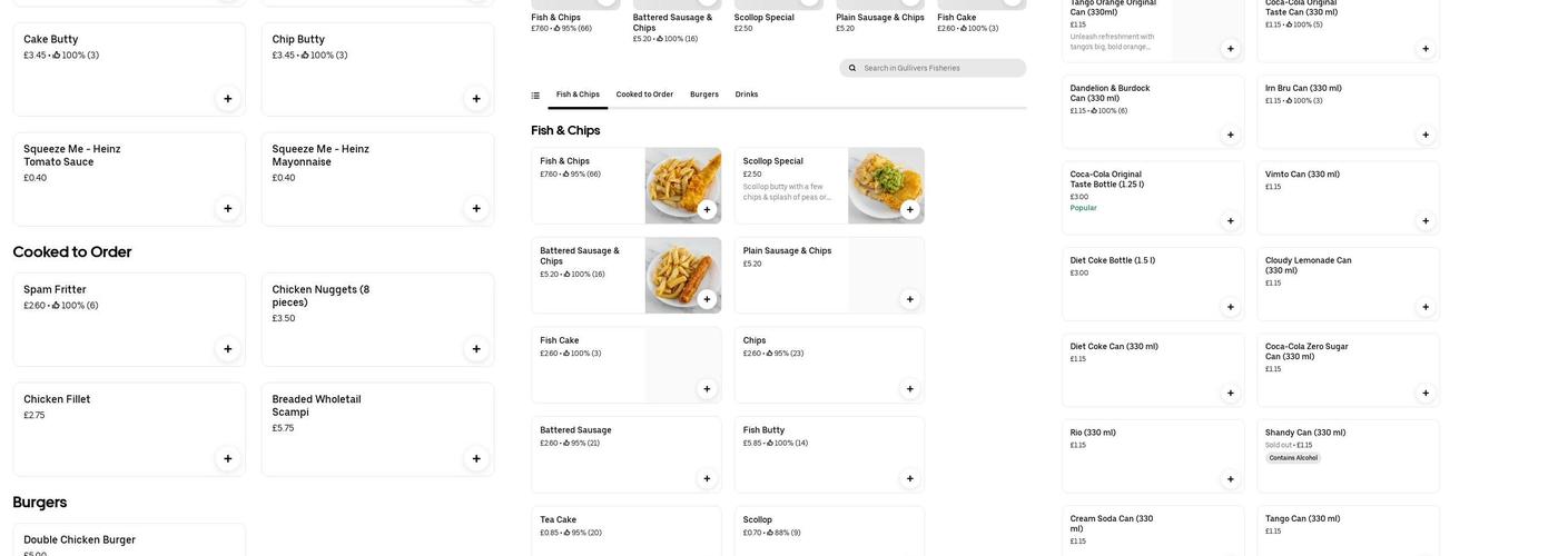 Gullivers Fisheries Menu