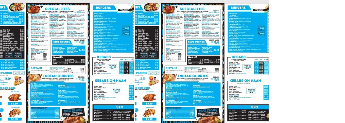 Buttershaw spice Menu