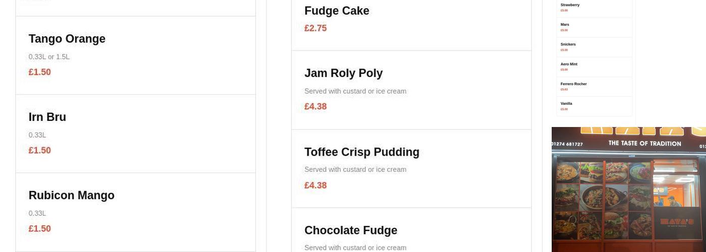 Mayas tong street Menu