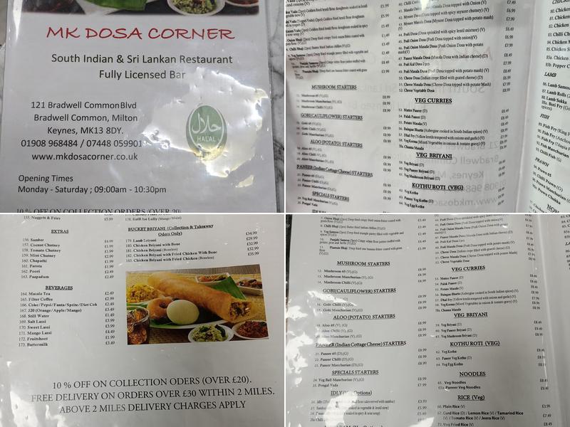 MK (Guna) Dosa Corner Menu