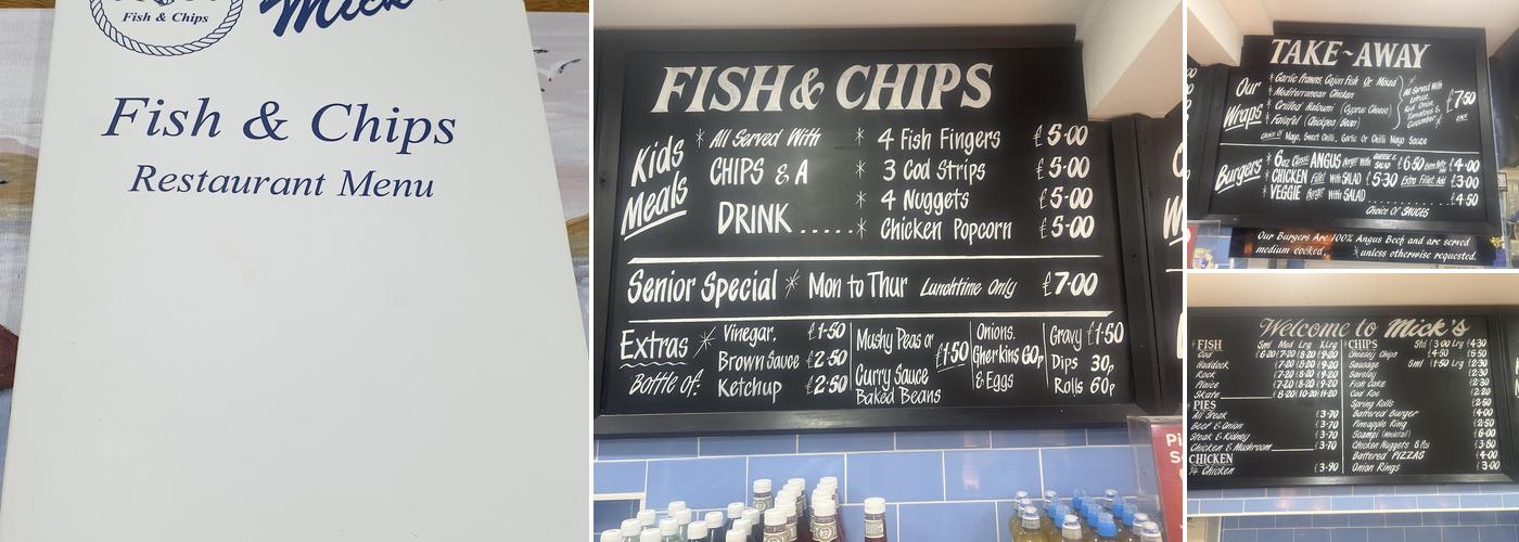 Mick's Fish & Chips Menu