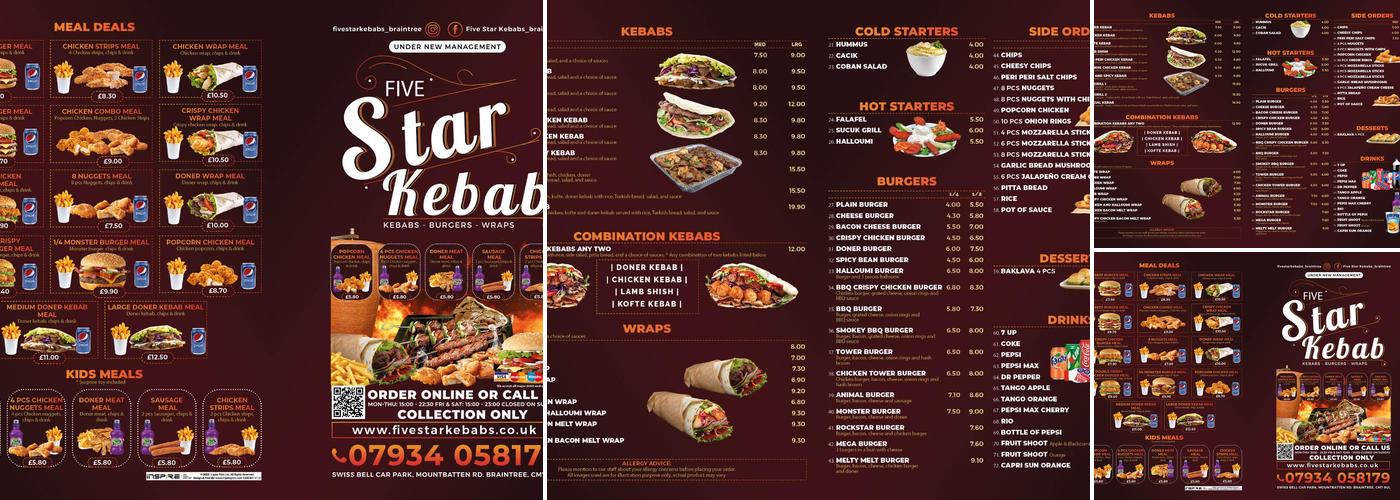 Five Star Kebabs Menu