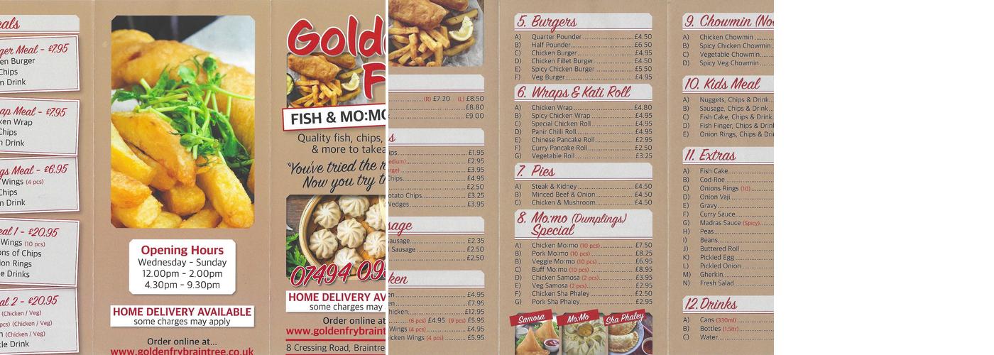Golden Fry Fish & Mo:Mo Hob Menu