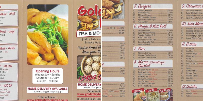 Golden Fry Fish & Mo:Mo Hob Menu
