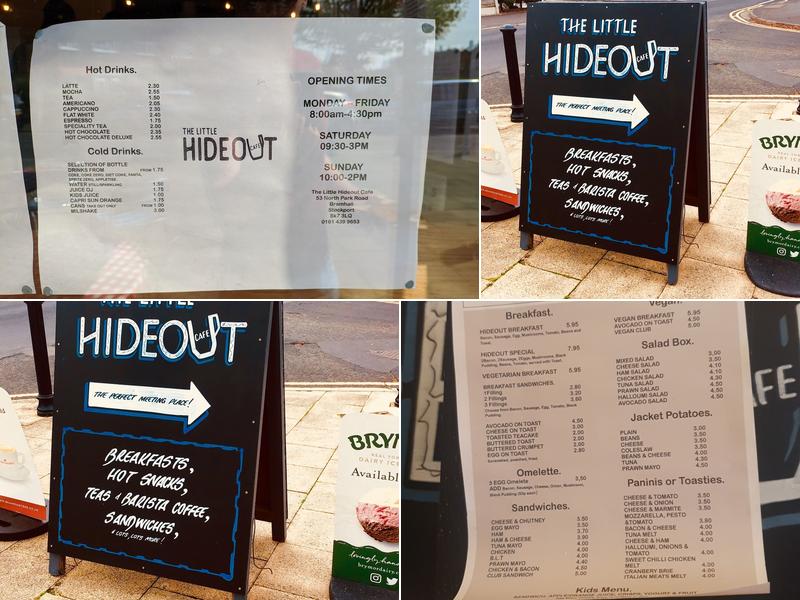 The Little Hideout Cafe Menu