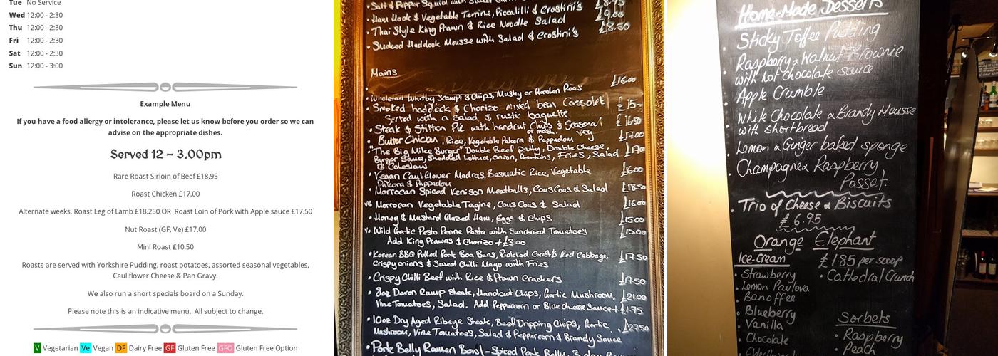 The Bridford Inn Menu