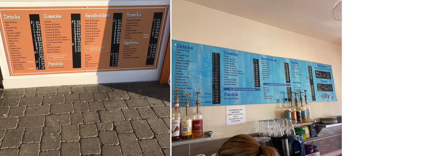 Tilly's Cafe Menu