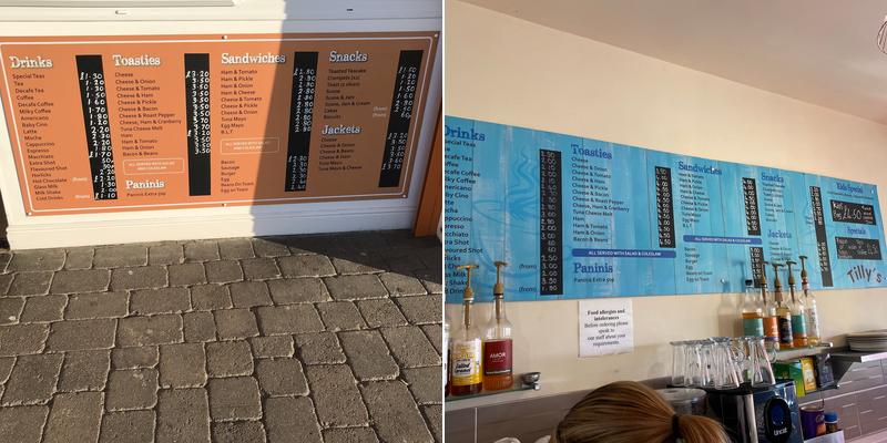 Tilly's Cafe Menu
