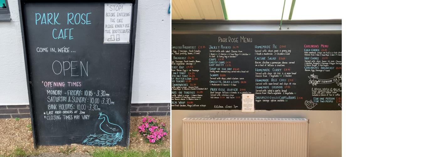 The Café at Park Rose Menu