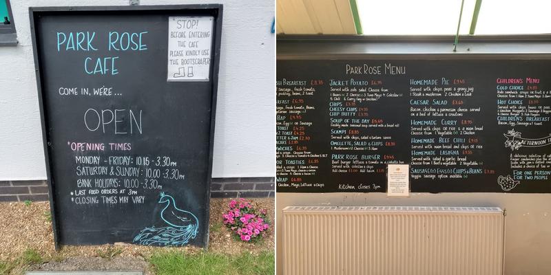 The Café at Park Rose Menu