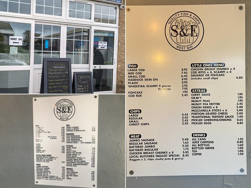 S&E fish and chips ltd Menu