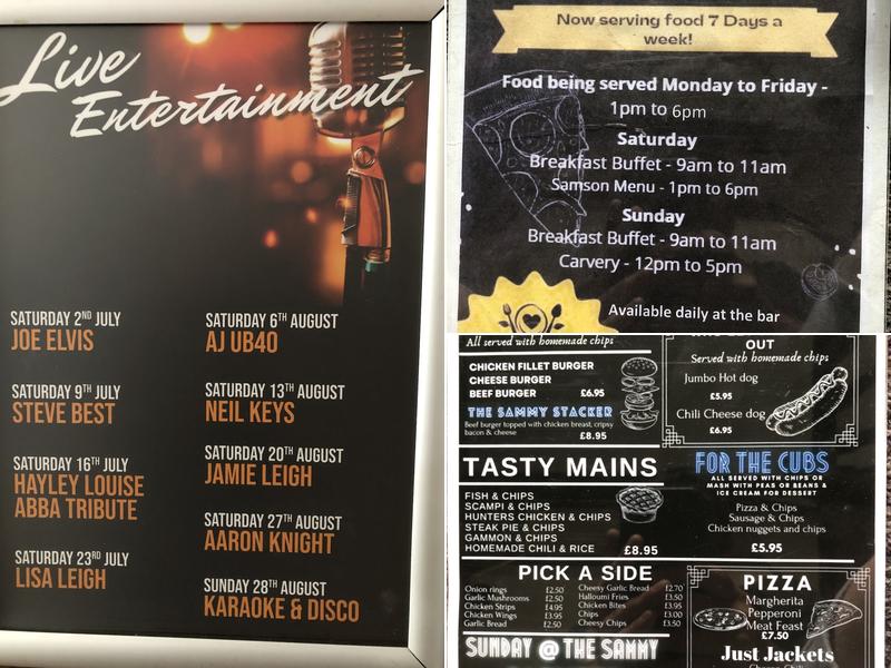 Samson & Lion Pub, Wordsley Menu